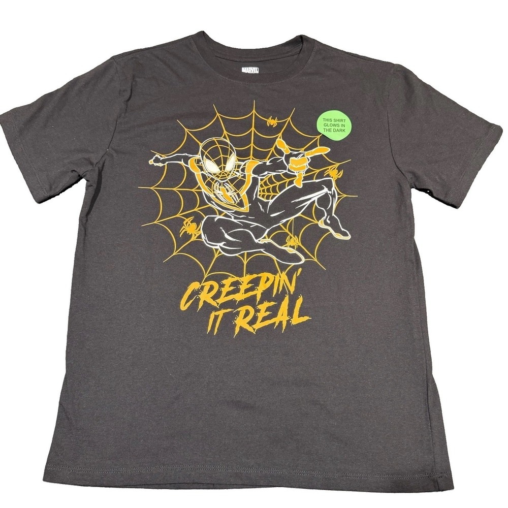 Boys Marvel SPIDER-MAN "Creepin' It Real" Halloween T-Shirt Size XL 14/16 NWT